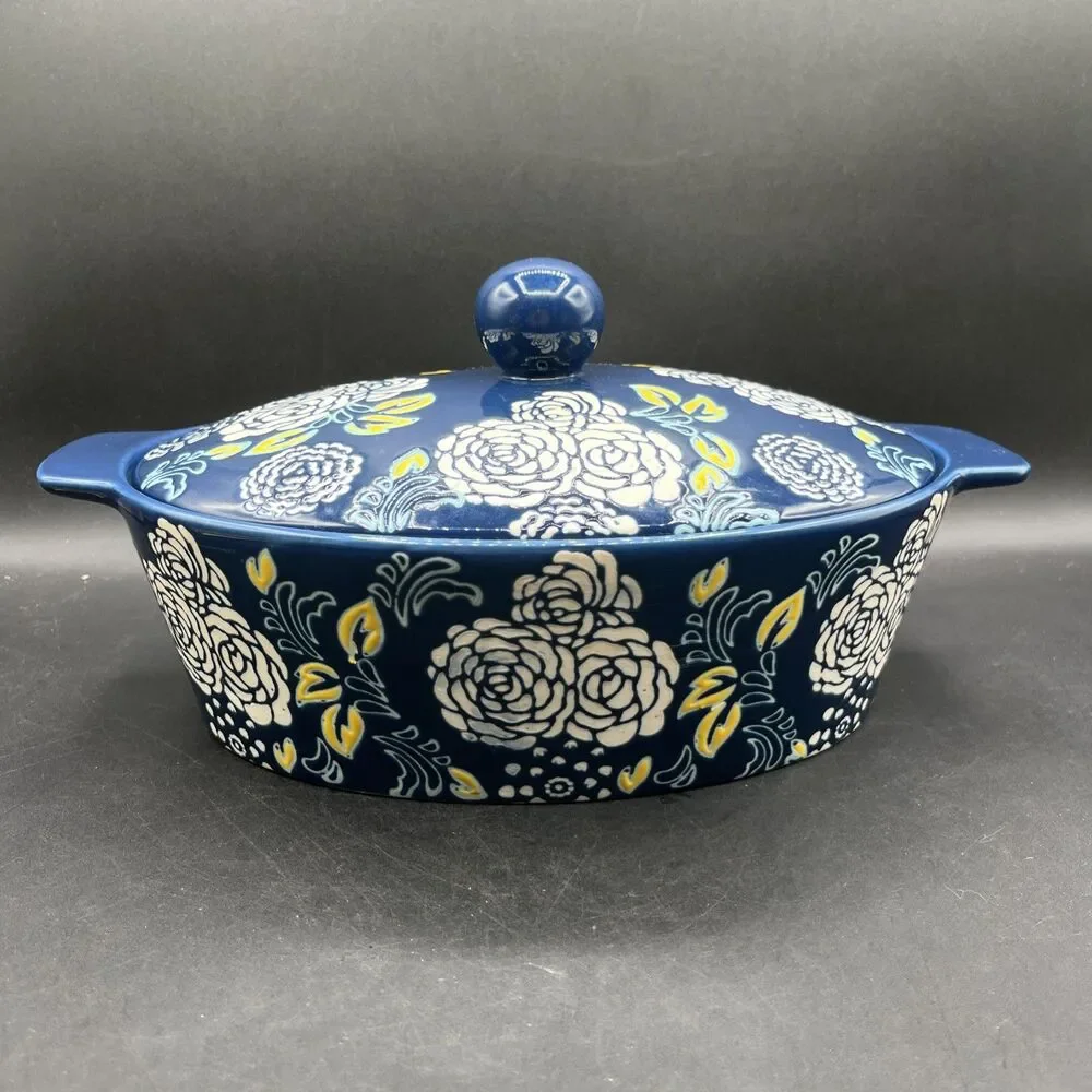 Ceramic Casserole Dish With Lid, Dishes for Oven, Baking Blue